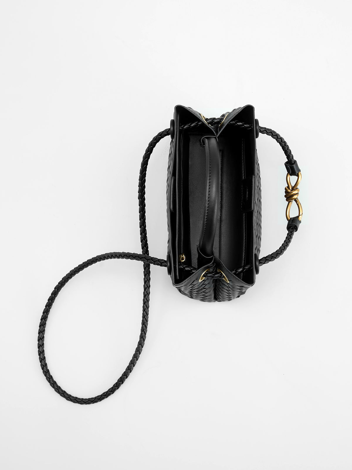 Dames Handtas Zwart PU Leer Met Metalen Versiering Een Maat