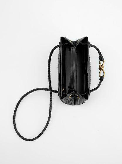 Dames Handtas Zwart PU Leer Met Metalen Versiering Een Maat