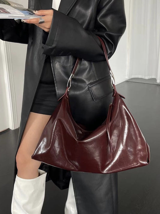 Dames Hobo Tas Zwart PU Leerlook Eén Maat - Velinix