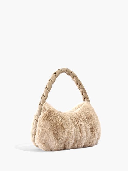 Dames Tote Bag Fuzzy Beige van Polyester