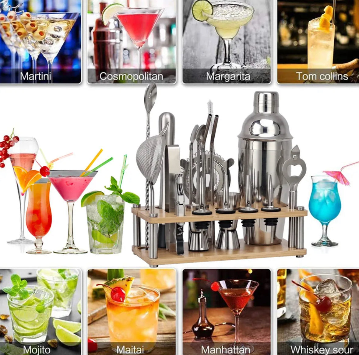 Cocktail Shaker Set 23-delig - Bartender Kit met RVS Bar Tools