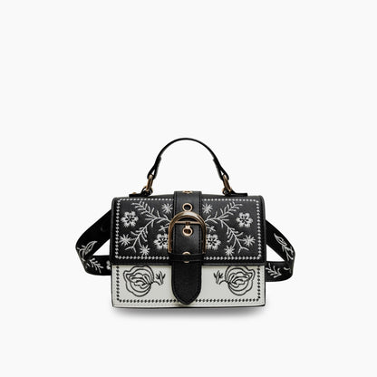 Crossbody Tas Bloemen Borduurwerk Leer Kleurrijk - Velinix
