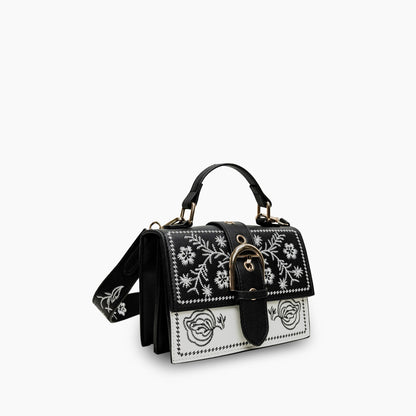 Crossbody Tas Bloemen Borduurwerk Leer Kleurrijk