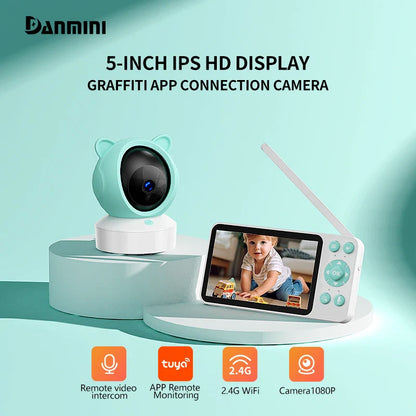 Babyfoon met Camera en Wifi, 5 Inch Scherm en 1080P Videobeeld