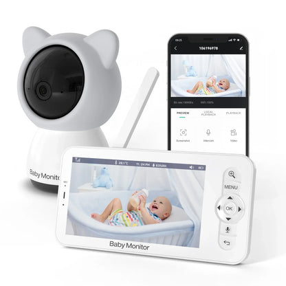 Babyfoon met Camera, 5 Inch HD Scherm en Nachtzicht - Velinix