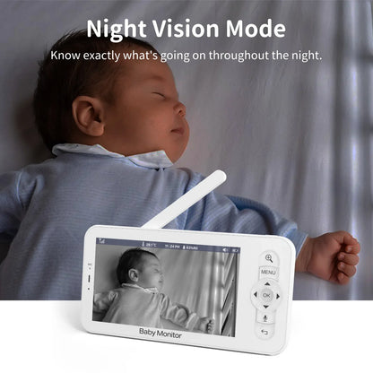 Babyfoon met Camera, 5 Inch HD Scherm en Nachtzicht