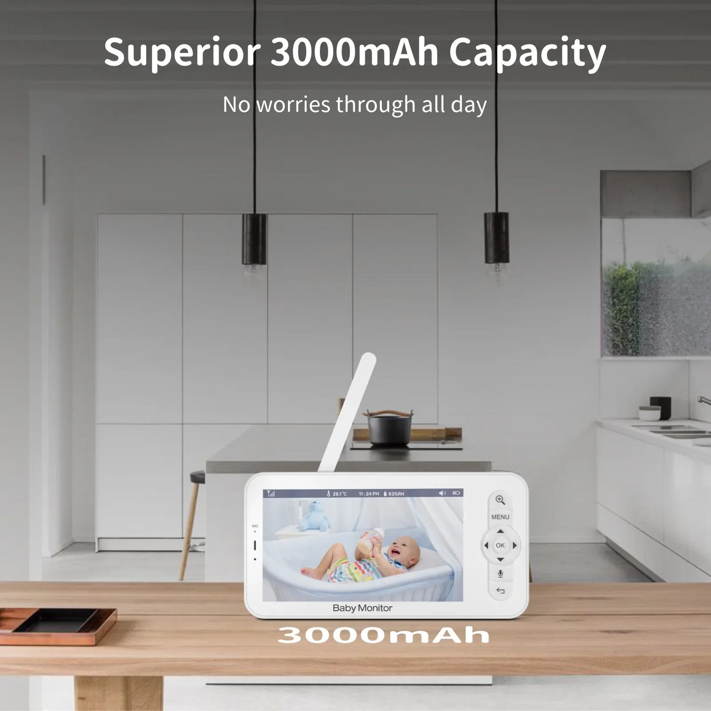 Babyfoon met Camera, 5 Inch HD Scherm en Nachtzicht