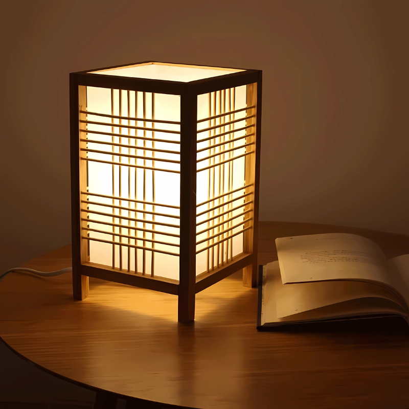 Japanse Handgemaakte Bambu Tafellamp Uniek Design