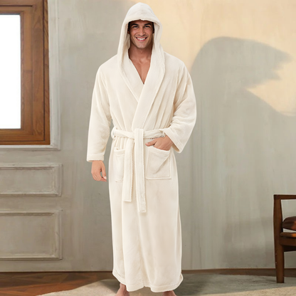 Heren Badjas Lange Pluche Warme Badjas met Capuchon