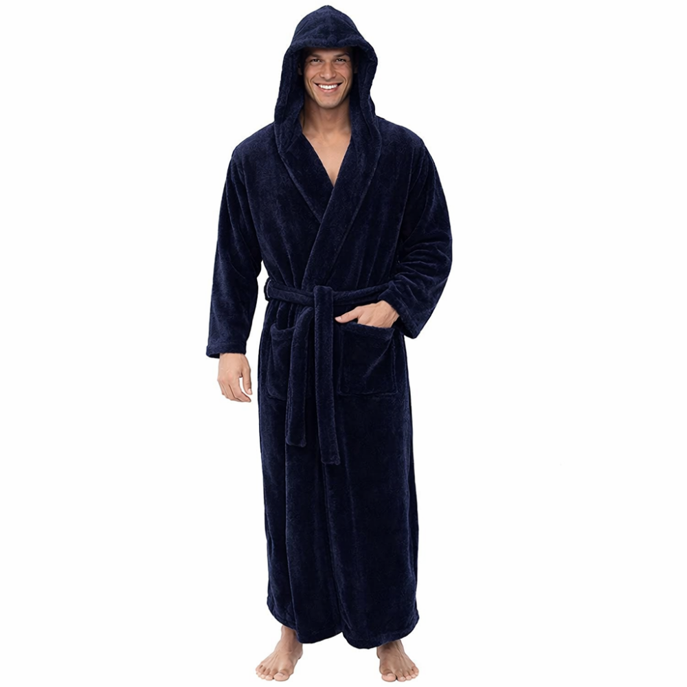 Heren Badjas Lange Pluche Warme Badjas met Capuchon