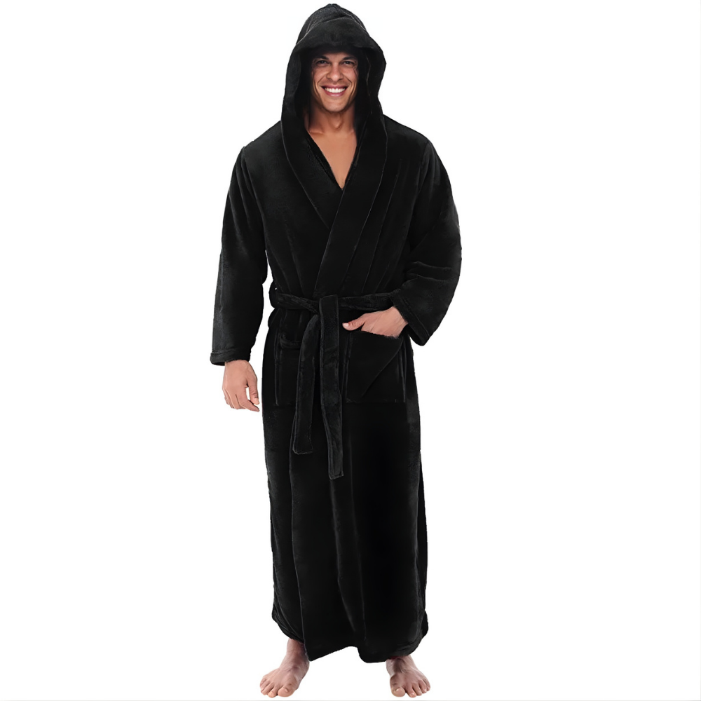 Heren Badjas Lange Pluche Warme Badjas met Capuchon