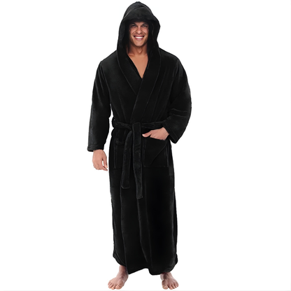 Heren Badjas Lange Pluche Warme Badjas met Capuchon