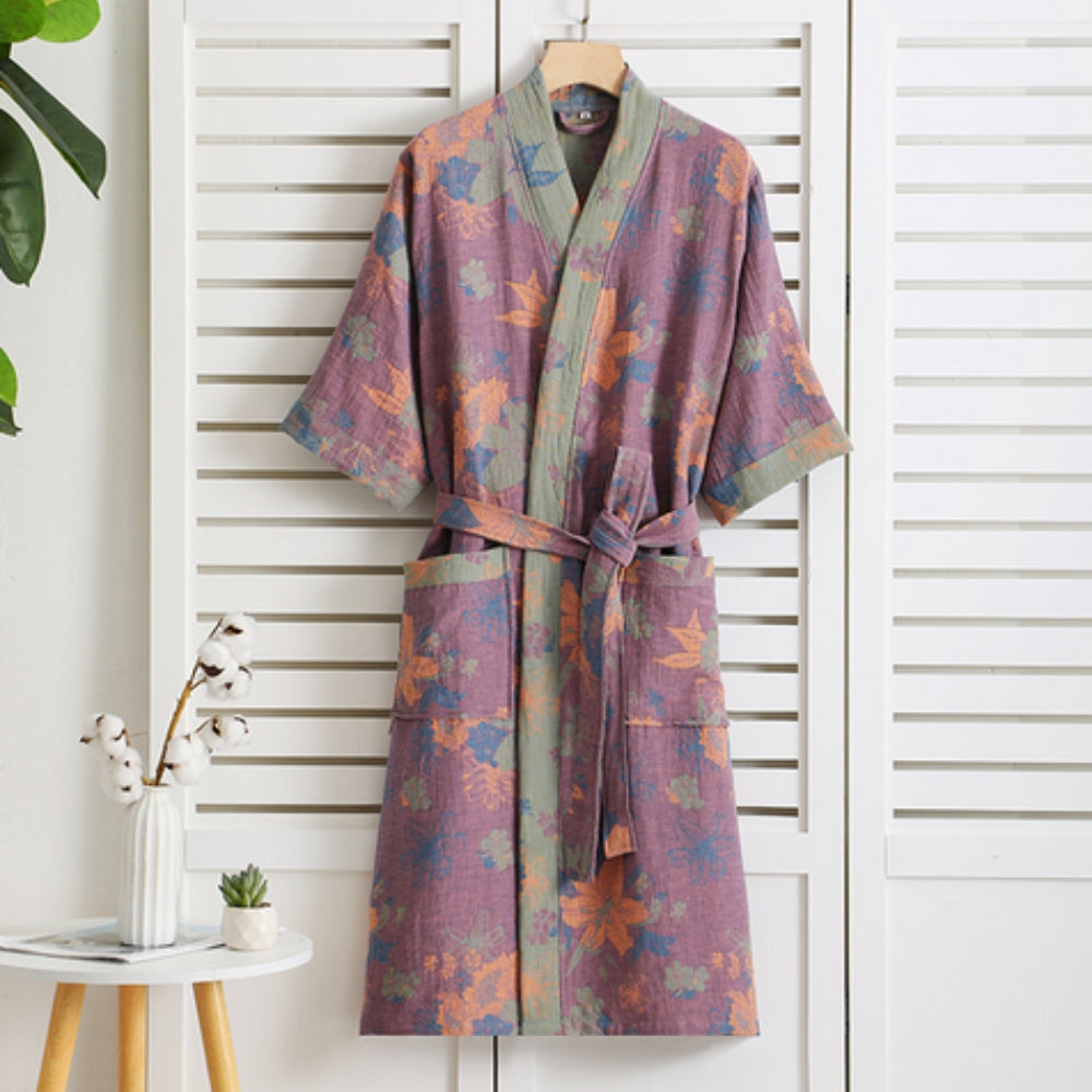 Zachte Katoenen Badjas voor Dames Vintage Stijl