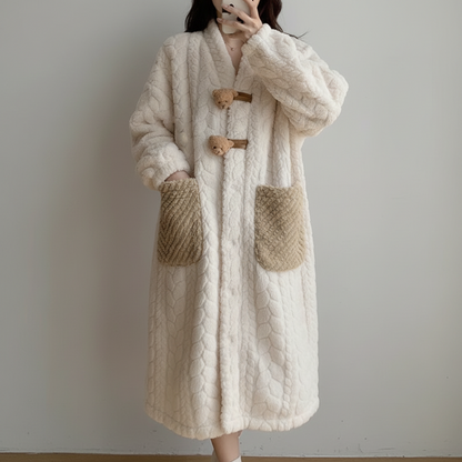 Dames Badjas Met Capuchon Lange Zachte Lounge Badjas Warm
