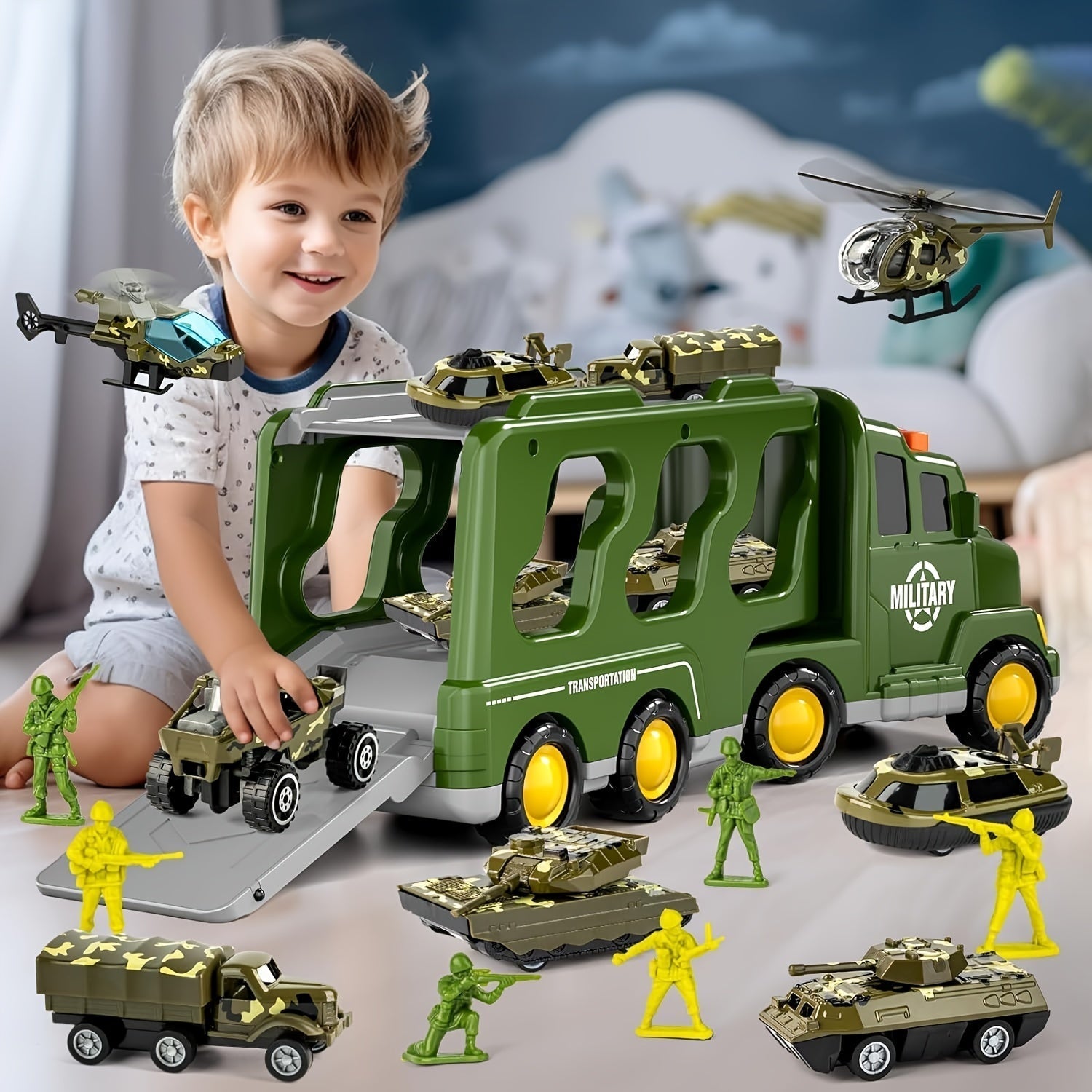 Militair Speelgoedset met Geluid en Voertuigen voor Kinderen - Velinix