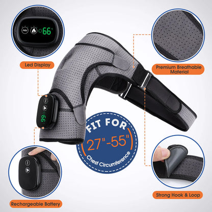 Beheizte Schulterstütze mit Vibration, LED-Anzeige, wiederaufladbar, für Schultern und Gelenke 4