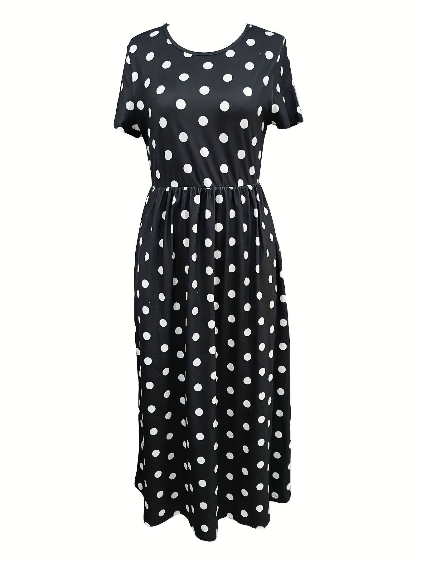 Belladot™ – Dames Midi-jurk met Puntpatroon en Korte Mouwen Ademend Comfort-2