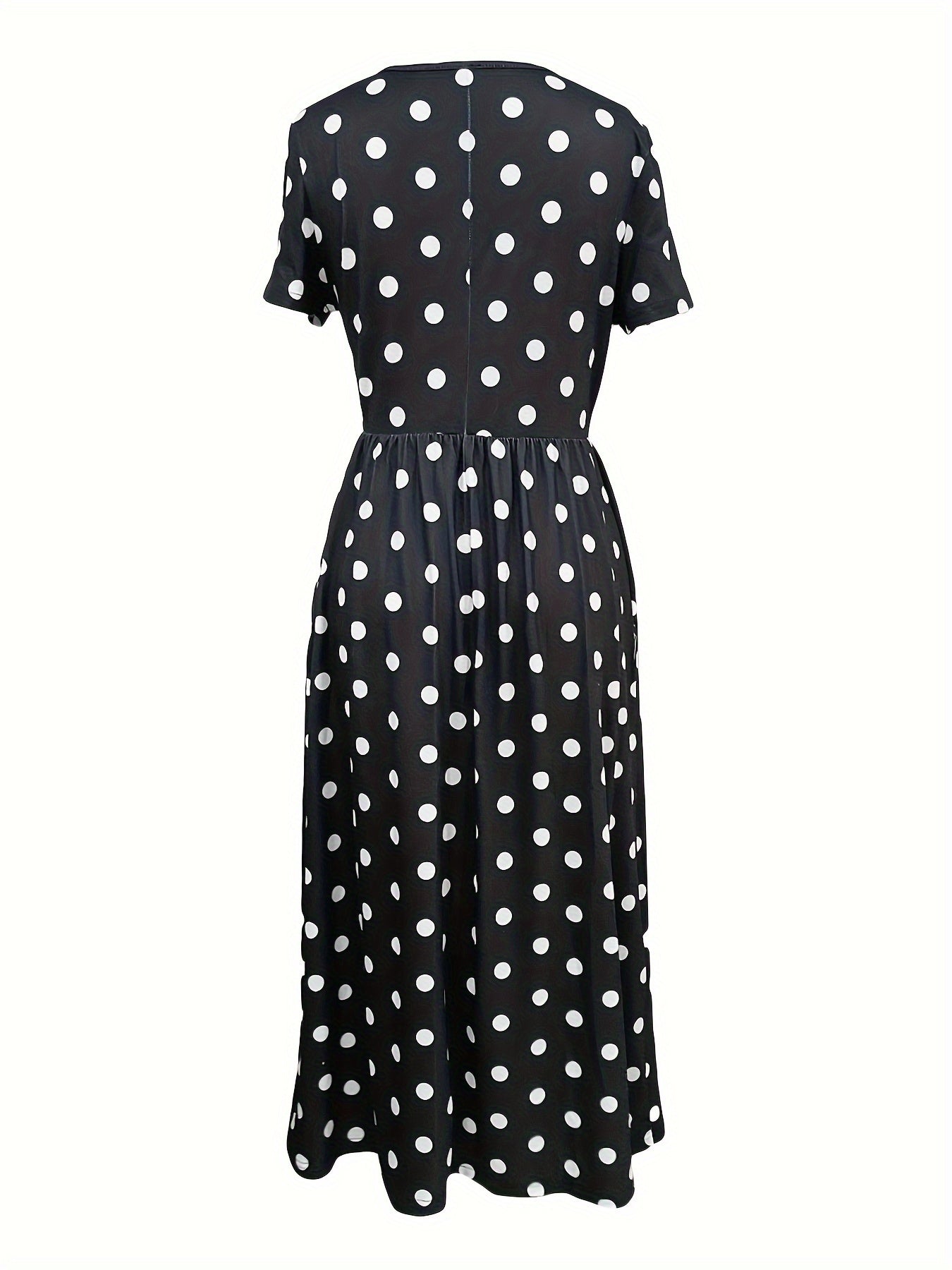 Belladot™ – Dames Midi-jurk met Puntpatroon en Korte Mouwen Ademend Comfort-3
