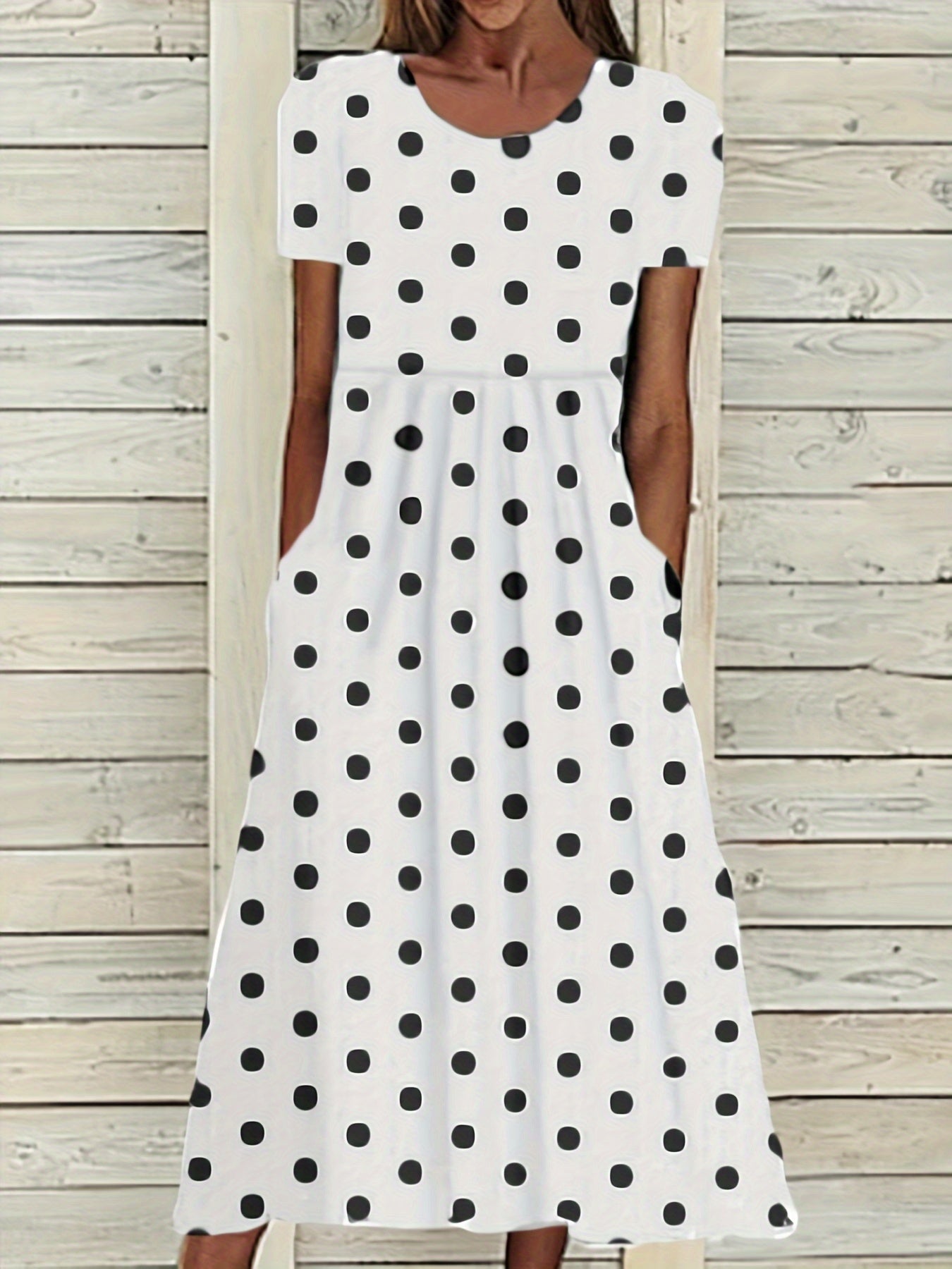 Variant image for Belladot™ – Dames Midi-jurk met Puntpatroon en Korte Mouwen Ademend Comfort-9