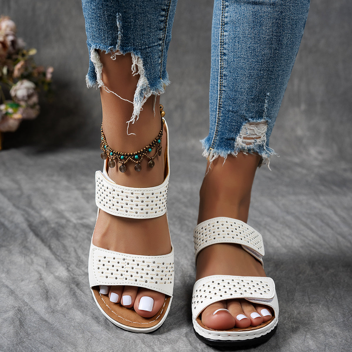Bellevista™ – Dames Sandalen met Strass en Comfortabele Plateau Zool-6