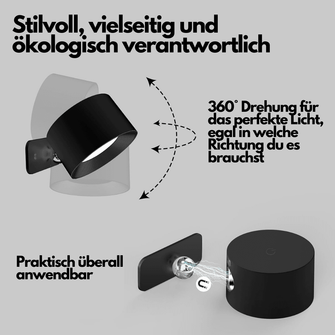 Draadloze Wandlamp Verstelbaar LED met Oplaadbaar USB
