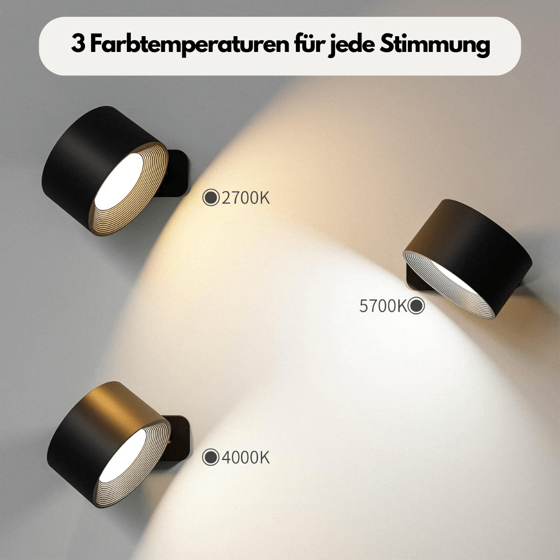 Draadloze Wandlamp Verstelbaar LED met Oplaadbaar USB