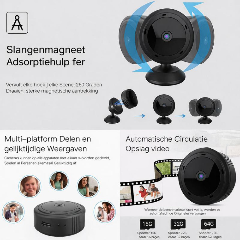 Draadloze Beveiligingscamera Binnenhuis Nachtzicht Mini