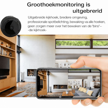 Wifi Beveiligingscamera Mini met Nachtzicht en Draadloze Bewaking