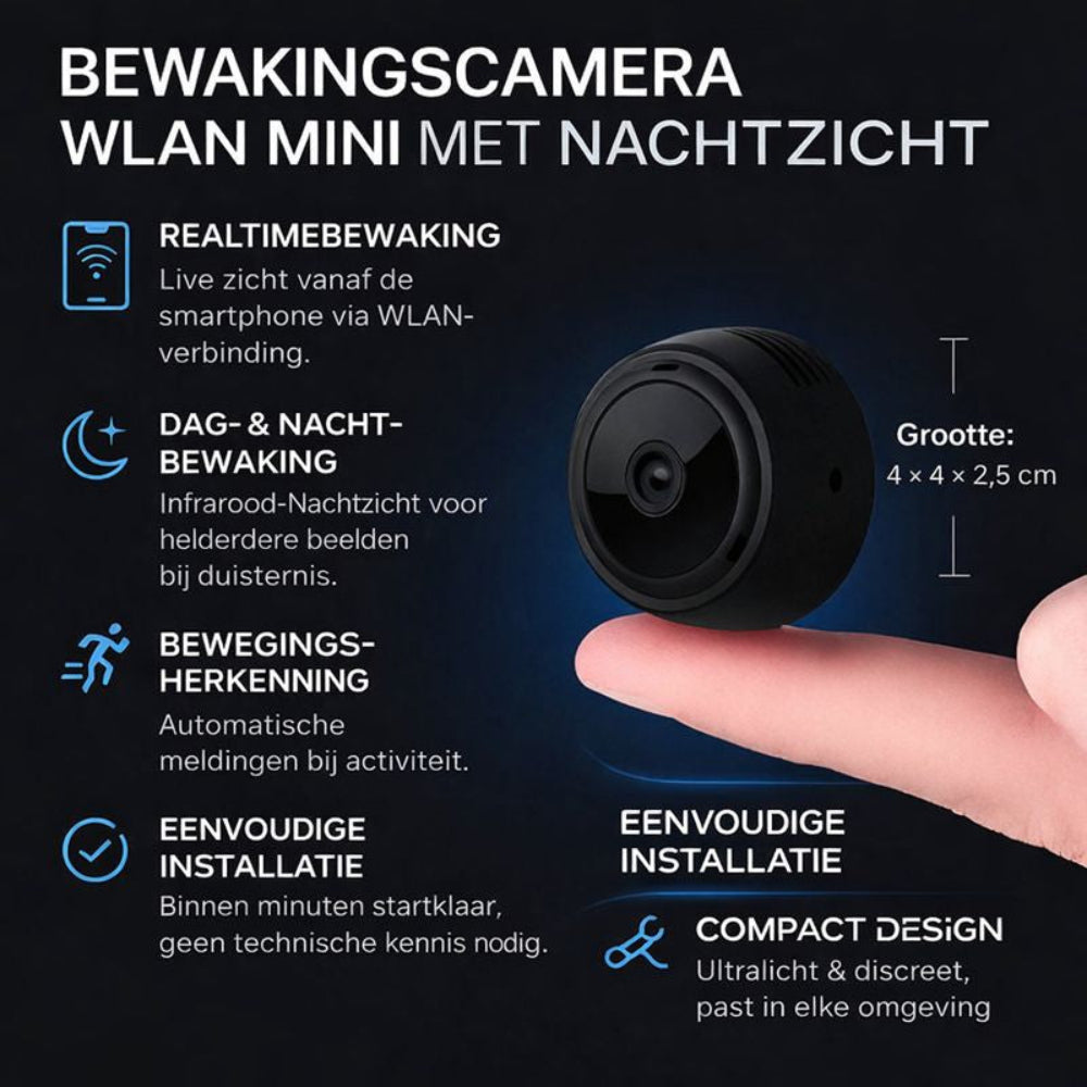 Draadloze Beveiligingscamera Binnenhuis Nachtzicht Mini