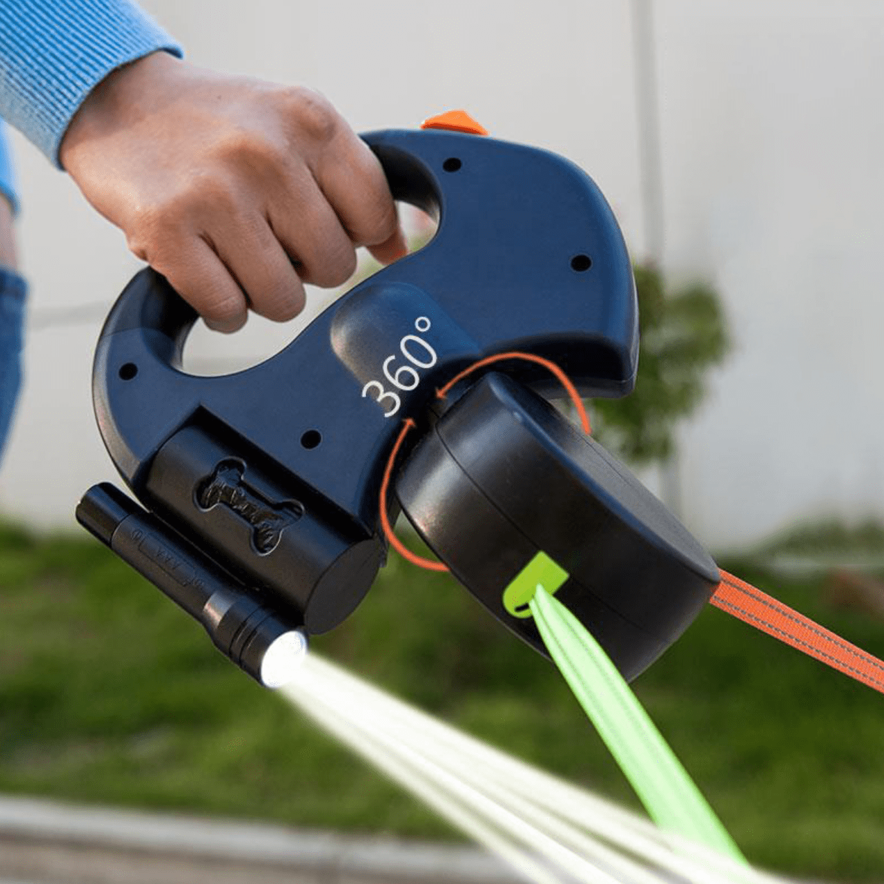 Dubbele Hondenriem met Zaklamp en Reflecterende Banden