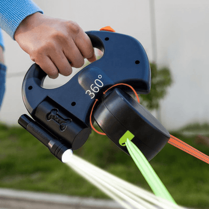 Dubbele Hondenriem met Zaklamp en Reflecterende Banden