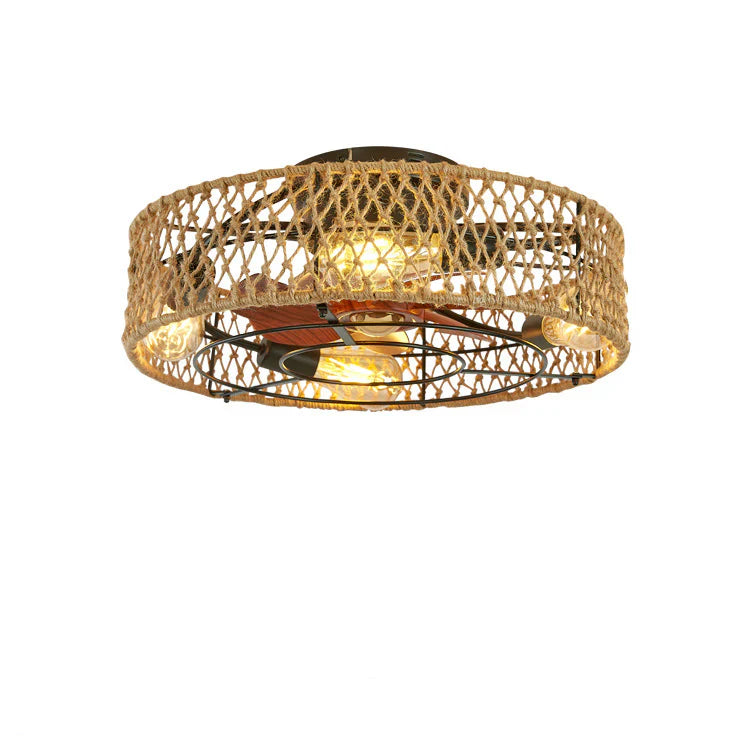 Bohemian Stijl Plafond Ventilatorlamp Houten Bladen