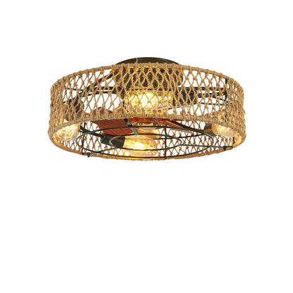 Bohemian Stijl Plafond Ventilatorlamp Houten Bladen