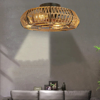 Bohemian Stijl Plafond Ventilatorlamp Houten Bladen