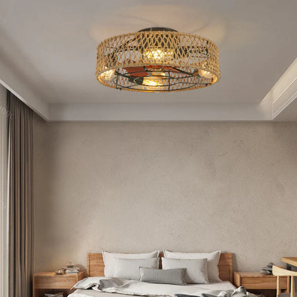 Bohemian Stijl Plafond Ventilatorlamp Houten Bladen