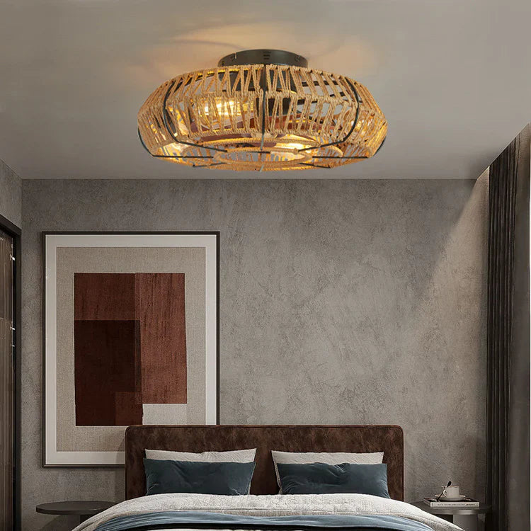 Bohemian Stijl Plafond Ventilatorlamp Houten Bladen