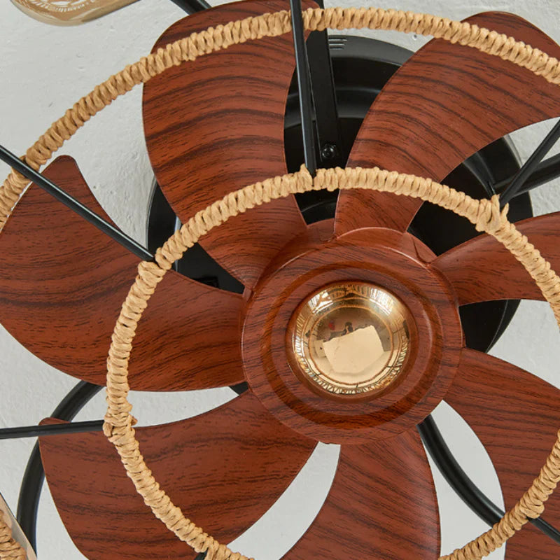 Bohemian Stijl Plafond Ventilatorlamp Houten Bladen