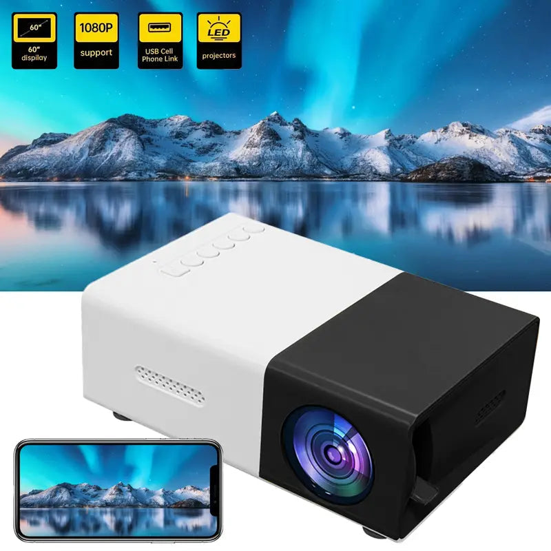 Compacte LED Mini Projector met Luidsprekers, Draagbaar voor Thuis en Op Reis - Velinix