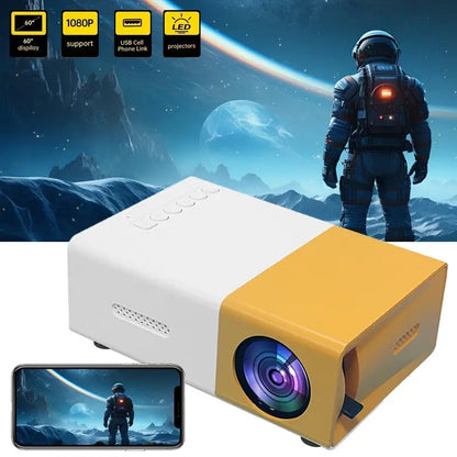 Compacte LED Mini Projector met Luidsprekers, Draagbaar voor Thuis en Op Reis