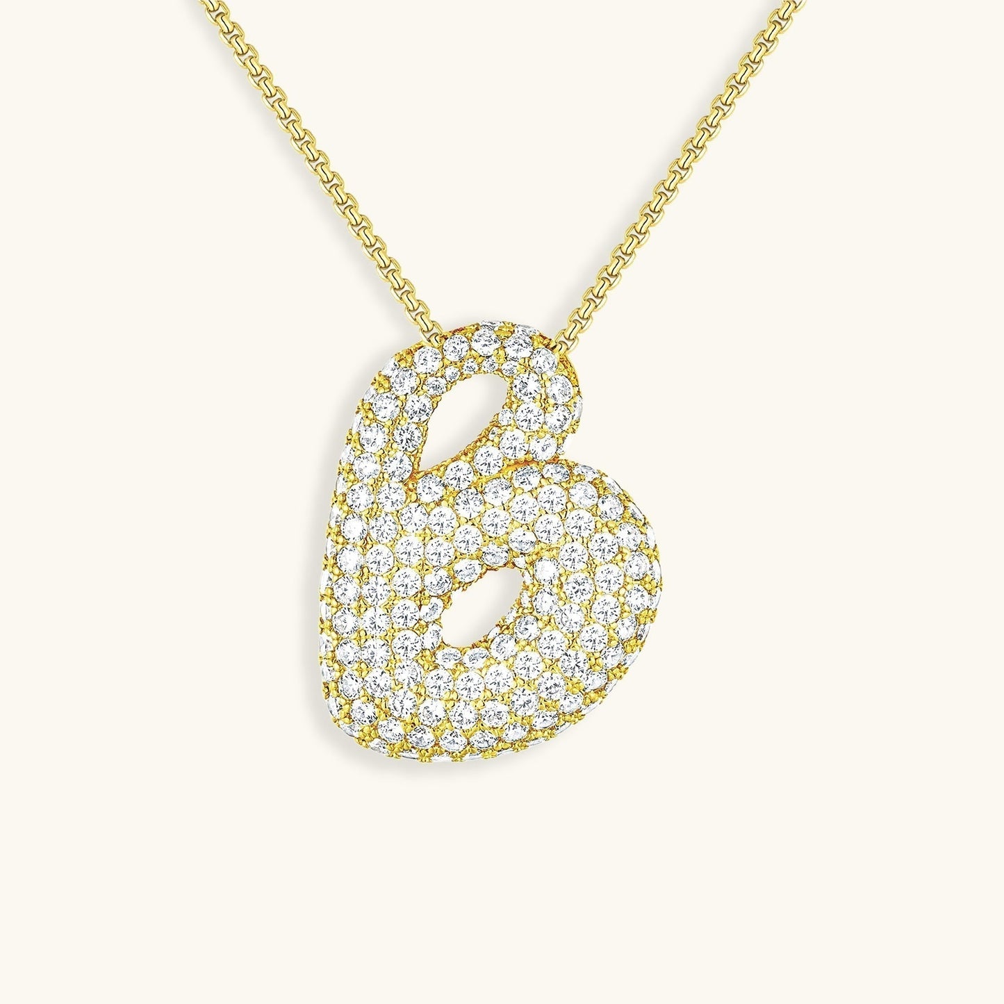 Glitter Diamant Initial Halsketting Zilver
