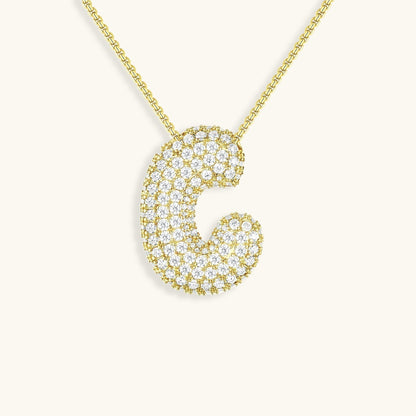 Glitter Diamant Initial Halsketting Zilver