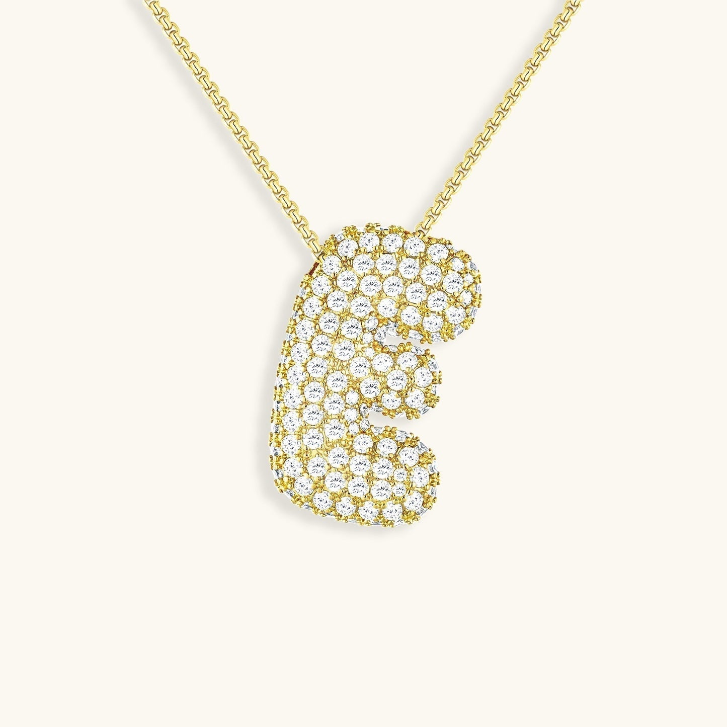 Glitter Diamant Initial Halsketting Zilver