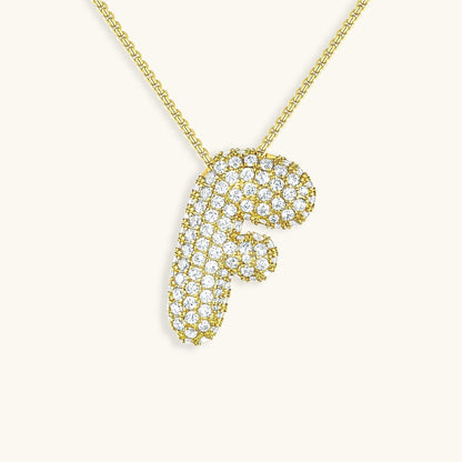 Glitter Diamant Initial Halsketting Zilver