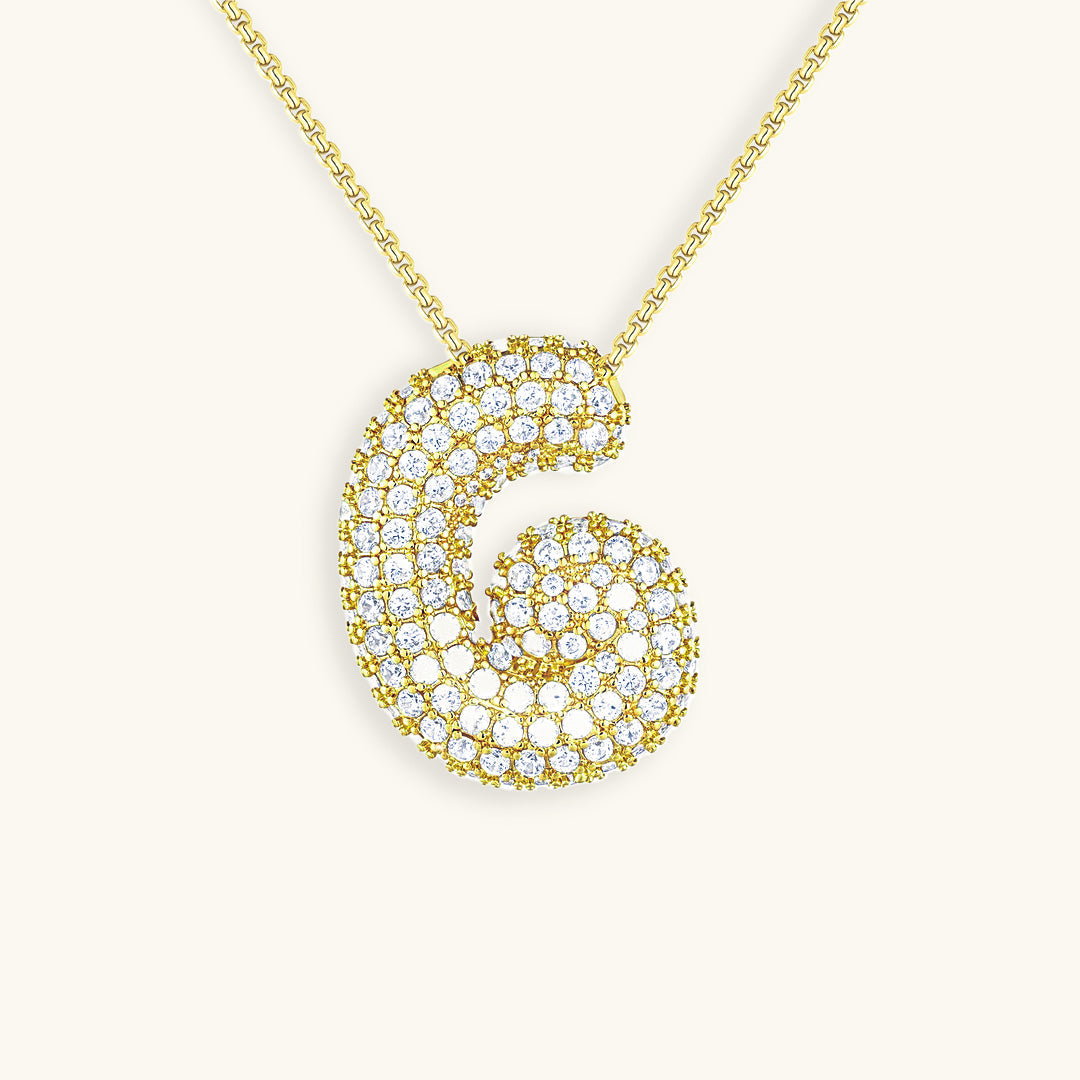 Glitter Diamant Initial Halsketting Zilver