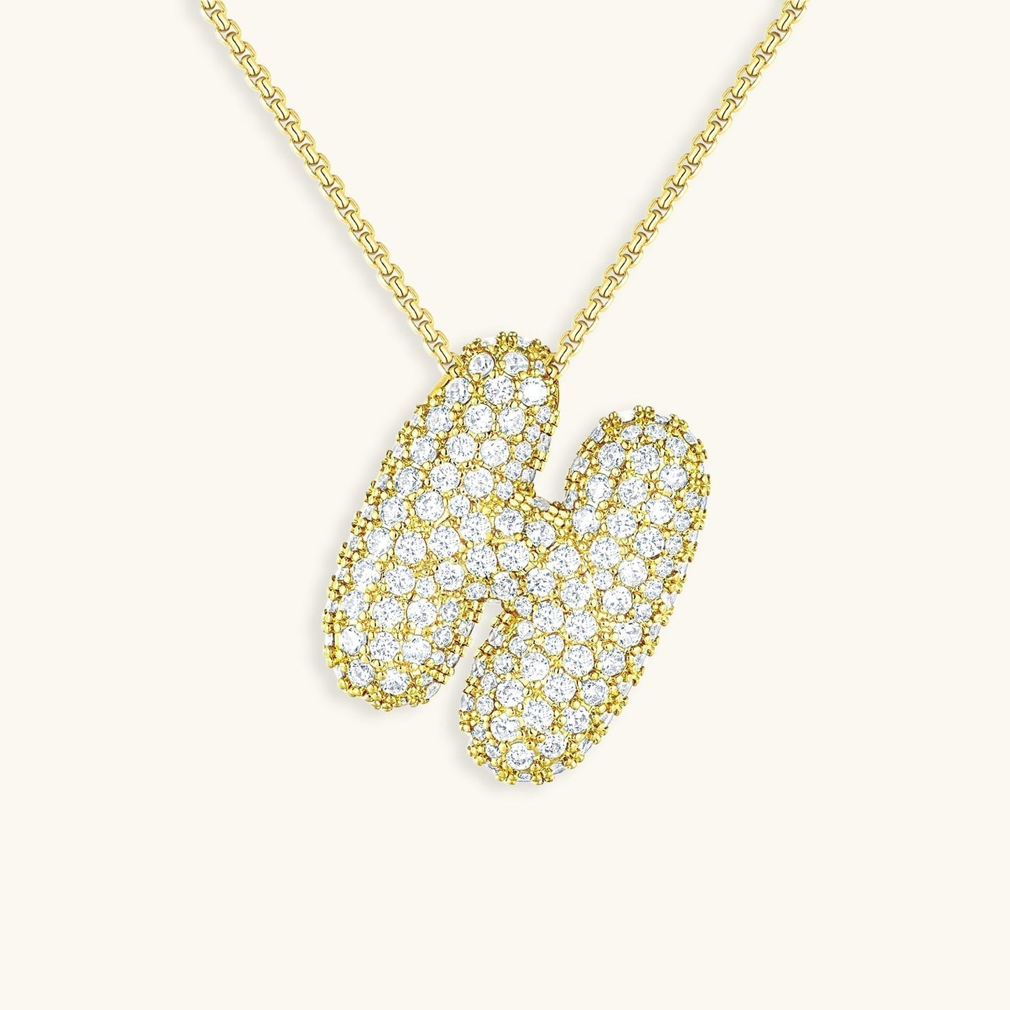 Glitter Diamant Initial Halsketting Zilver