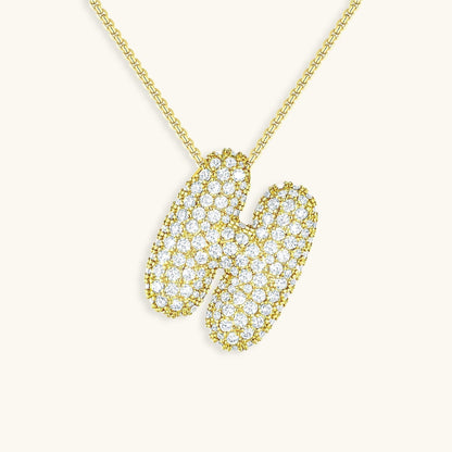 Glitter Diamant Initial Halsketting Zilver