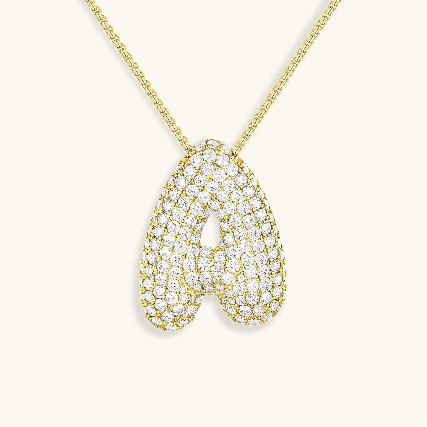 Glitter Diamant Initial Halsketting Zilver
