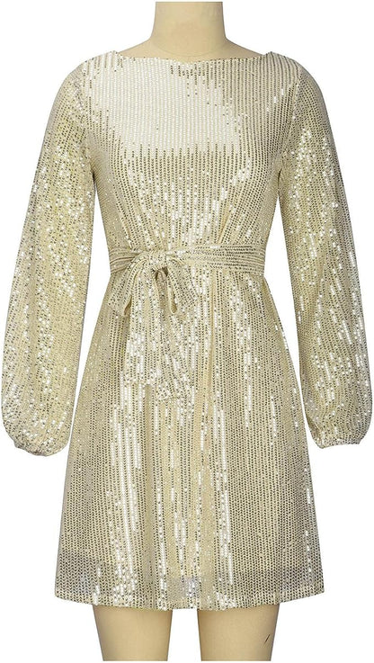 Feestelijke Glitter Mini Jurk Kort en Stijlvol