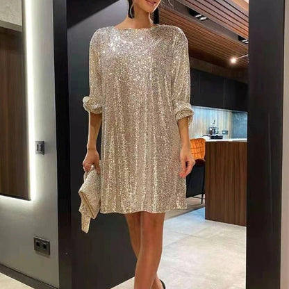 Feestelijke Glitter Mini Jurk Kort en Stijlvol