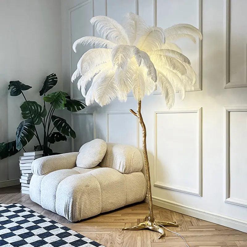 Nordic Vloerlamp met Struisvogelveren Luxe Design